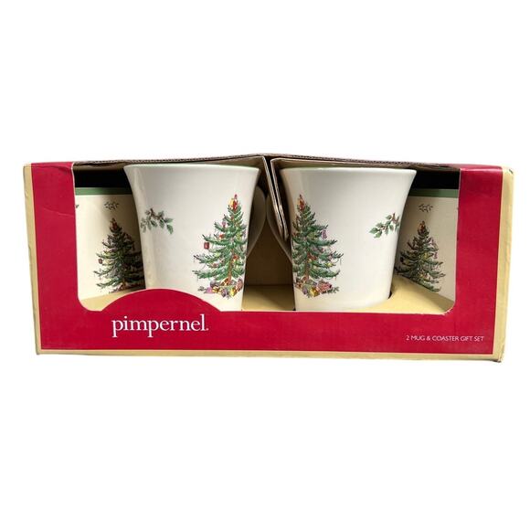 Spode Pimpernel A Christmas Tree Mug & Coaster Set NEW - Picture 1 of 7